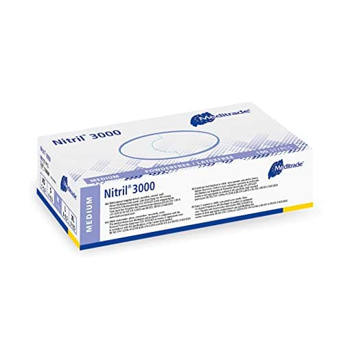 Image of Meditrade Nitrile® 3000 White Examination Glove - Powder & Latex Free Disposable Exam Gloves - Suitable for Multiple Sectors - Size Medium - 100pcs