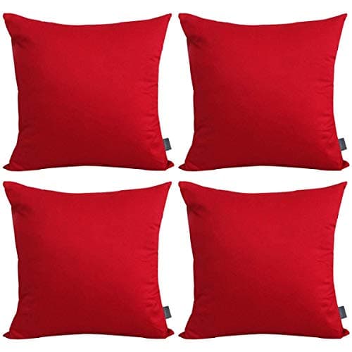 Image of 4 Pack Pillow cover,Cotton Comfortable Solid Decorative Throw Pillow Case Square Cushion Cover Pillowcase (Cover Only,No Insert)(18x18 inch/ 45x45cm, Red)