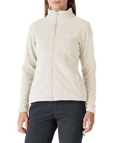 Image of Outdoor Ventures Womens Fleece Jackets Ladies Lightweight Warm Full Zip Coat Soft Outerwear Running Jacket With 4 Large Pockets Moon White XL
