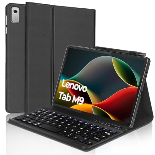 Image of Lenovo Tab M9 9 inch Case with Keyboard, Keyboard Case for Lenovo Tab M9 Tablet (TB310FU/TB310XU), Smart Case with Detachable Bluetooth Key board, Black