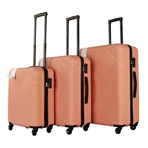 Image of Neo 3 Piece Hard Shell Luggage Suitcase Set ABS Expandable Handle Lightweight Durable Trolley Travel with 360 Spinner Wheels Inbuilt Lock 20" 24" 28" (Rose Gold)