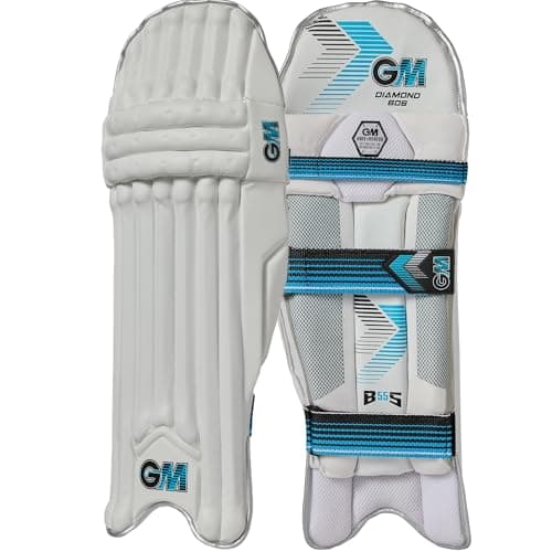 Image of GM | Ben Stokes Diamond 606 Cricket Batting Pads | Traditional Cotton & Cane | Extra Small Adult Right Handed - 16.5" From Top of Instep to Middle of Knee | Approx 1.85 kg per Pair | 1 Pair | White