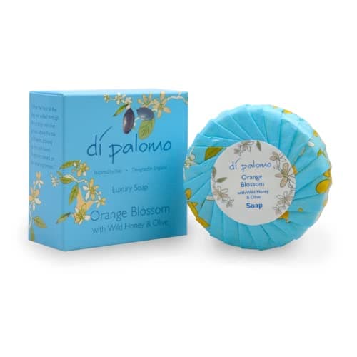 Image of Di Palomo Orange Blossom & Honey Luxury Soap Bar - 100g Hand Soap Round Soap. Moisturising Skin Care Ladies & Mens Luxury Soap Bars For Women & Men. Italian Hand Wash