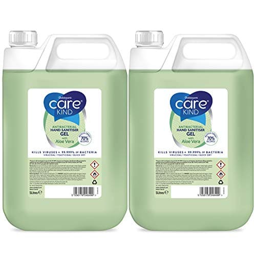 Image of Carekind 70% Hand Sanitiser Gel 5 Litre - with Aloe Vera Extract - Antibacterial Hand sanitizer gel made with Medical Grade Alcohol, Kills Viruses & 99.999% of bacteria. Bulk 5ltr refill (Pack of 2)
