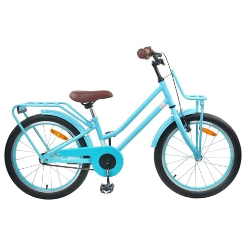 Image of GeenYuu Children's Bicycle 18 Inch Sky Blue Steel Frame with Brake and Reflectors for 5-7 Years, Lightweight City Bike for Outdoor, Nature, Leisure and Safe Rides in Everyday Life