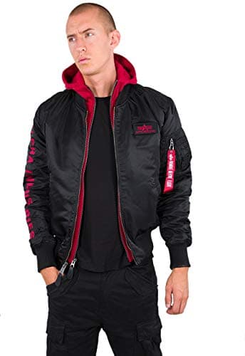 Image of Alpha Industries MA-1 D-Tec SE Bomber Jacket for Men Black/Red