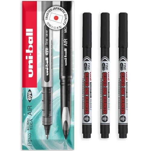 Image of uni-ball Super Ink Marker PNA-125 - Permanent Marker Pen - Black Ink - In Envelope Gift Packaging - Ideal for CD, Laundry, Fabric, Glass, Plastic, Metal etc. (Pack of 3)