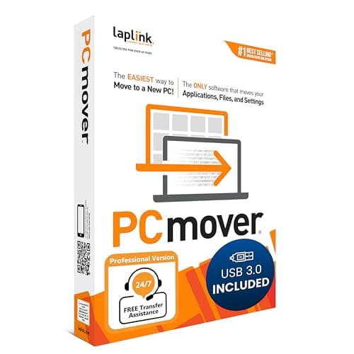 Image of Laplink PCmover Professional 11 - Migration of your Applications, Files and Settings from an Old PC to a New PC - Data Transfer Software - Optional Super Speed USB 3.0 Transfer Cable - 1 License