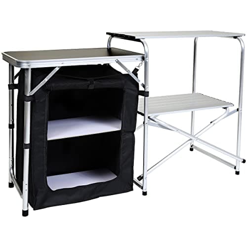 Image of CHARLES BENTLEY Odyssey, Folding Kitchen Unit, Small, Camping Storage Unit, Portable, Outdoor Cooking, Lightweight, Foldable, Easy Assembly, Mesh Panelling, Carry Bag (120x46x80cm)