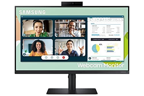 Image of Samsung LS24A400VEUXXU 24" SA400 FullHD 1080p Monitor With Built In Webcam and Speakers - 75Hz, 1920x1080, HDMI, Displayport, USB, Pop Up Webcam, Mic and Speakers