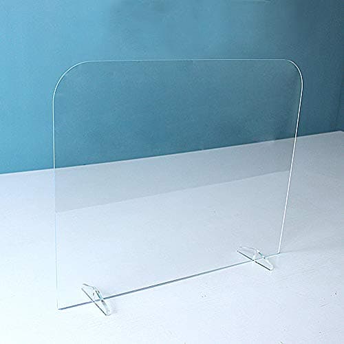 Image of Clear Reception Sneeze Guard Panel Portable Protective Shield for Counter & Desk Transparent Safety Barrier for Business & Customer Protection 50x50cm