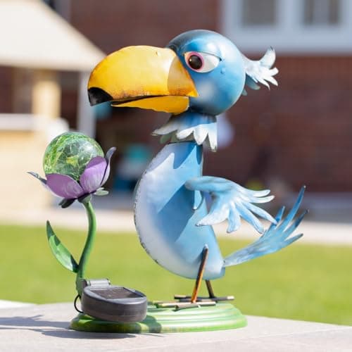 Image of GardenKraft Metal Animal Lights/Solar Powered LEDs/Weatherproof Statues/Garden Decorations/Patio Ornaments (Toucan)