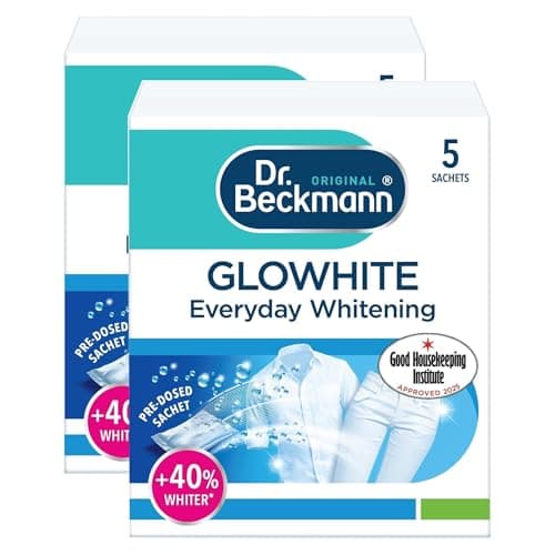 Image of Glowhite Fabric Whitener 10 x 40g Sachets Whitening Powder for Whites Cloth - Revives Garments, Removes Greyness & Yellowing Brightens Dull Grey Laundry Fabric Stain Remover Keeps Whites White