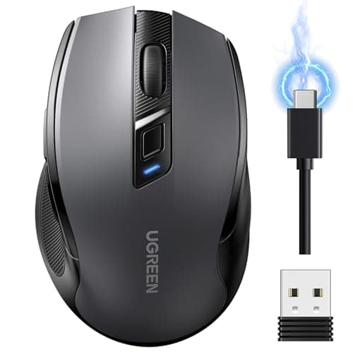 Image of UGREEN Wireless Mouse, Bluetooth Mouse & USB Dual Modes Computer Mouse, Rechargeable & Ultra-long Battery Life, 40dB Silent, Ergonomic Design, 5-level DPI, for Laptop/PC/Tablet, Windows/macOS, etc.