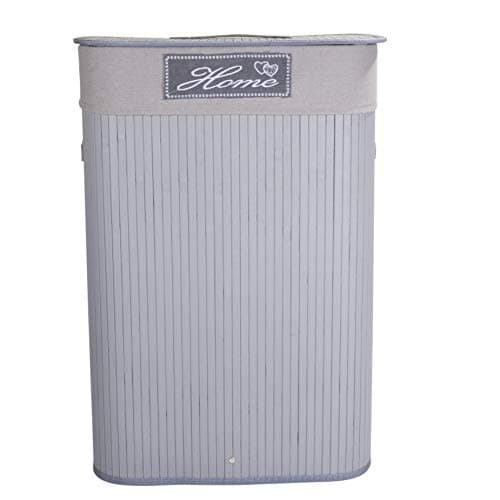 Image of Bamboo Wicker Foldable Laundry Basket Bag Bathroom Storage Toy Collection Box (White, Round)