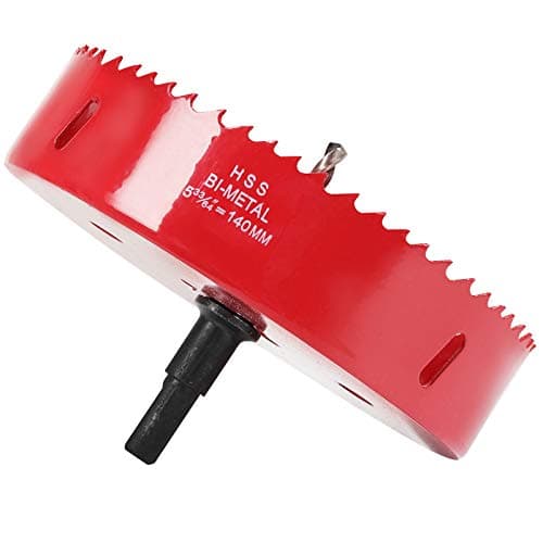 Image of 140mm Hole Saw for Wood, HSS Bi-Metal Hole Cutter in 30mm Depth, with Center Drill bit and Hex Shank Arbor, Applied for Cutting Boards, Plastic and Soft Metal Sheet