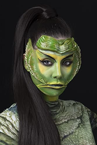 Image of Smiffys Universal Monsters Creature From The Black Lagoon Prosthetics Cosmetics Kit, Adults Latex Mask & Scales, Official License Costume, Perfect for Halloween and Themed Parties