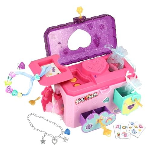 Image of Funlockets Secret Jewellery Box with Voice Recorder - Kids Accessories & Activity Set with Lock & Keys - Unlock 25+ Surprises from Charm Bracelets to Cool Stickers & Record Messages - Children Ages 5+
