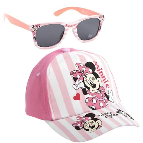 Image of Disney Minnie Mouse Sunglasses & Baseball Cap | Kids Accessories Set Summer Lightweight Sun Hat & UV400 Sunglasses for Beach Holiday