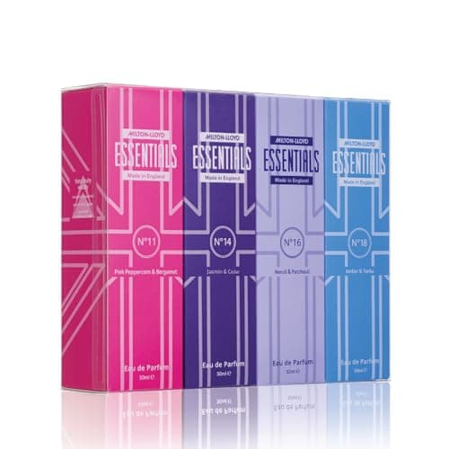 Image of MILTON-LLOYD ESSENTIALS No 11, No 14, No 16, No 18 Ladies Perfume Set, Perfumes for Women. Set of 4 x 50ml Eau de Parfums. Luxury Fragrance, Long Lasting Milton-Lloyd Womens Perfumes