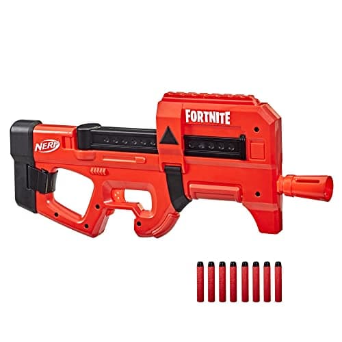 Image of Nerf Fortnite Compact SMG Motorized Dart Blaster, Ultra Red Wrap, 8-Dart Internal Clip, Includes 8 Nerf Elite Foam Darts