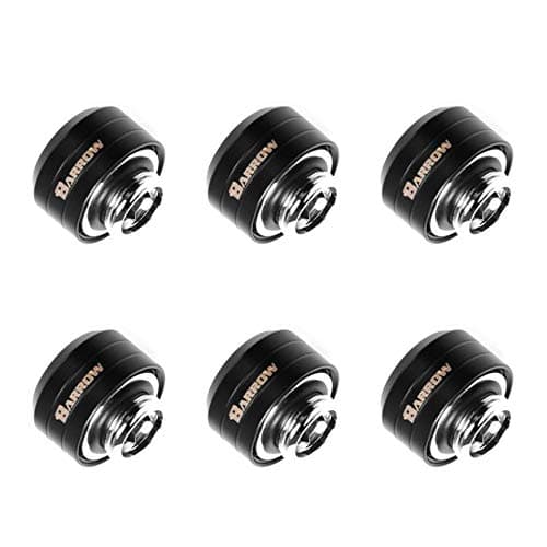 Image of Barrow G1/4-14mm OD Twin Seal Hard Tube Compression Fitting (Smooth) - Black (6 Pack)
