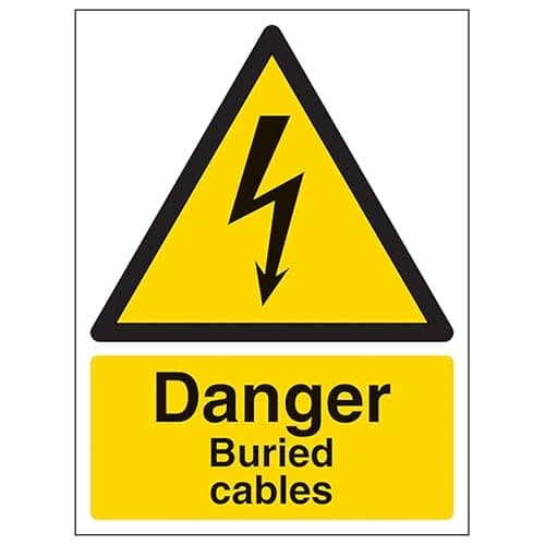 Image of V Safety Danger Buried Cables - Portrait 150 x 200mm - 2mm Rigid Plastic Safety Sign