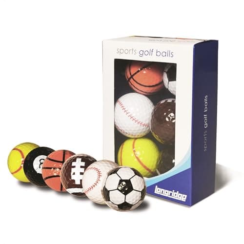 Image of Longridge Novelty Golf Balls - Multi Sports (Pack of 6)