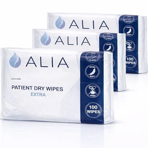 Image of 3 x ALIA Soft Patient Dry Wipes Large Extra | 32 x 25 cm | Ideal for Sensitive Fragile Skin | 3 Packs of 100
