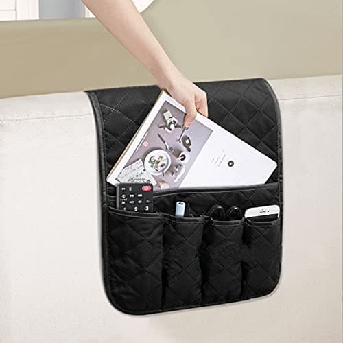 Image of Waterproof Sofa Couch Chair Armrest Storage Organizer Antiskid Hanging Caddy Pocket TV Remote Control Holder Durable Space Saver Sofas Tidy Arm Rest Organiser for Phone Book Magazines iPad Tablet