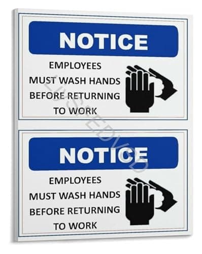 Image of IDGTTLDF Food Hand Washing Guide Poster Required Steps For Employees Health Department Notice Wall Sign Framed,08x12inch(20x30cm)