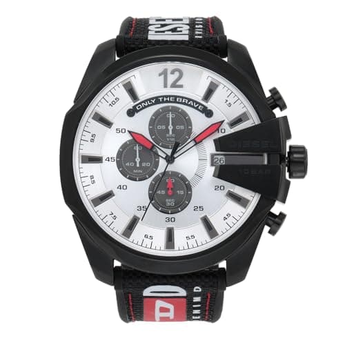 Image of Diesel Watch for Men Mega Chief, Chronograph Movement, 51 mm Black Stainless Steel Case with a Nylon, Silicone Strap, DZ4512