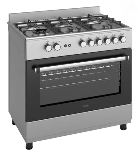 Image of Ferre F9S60GF-IN 90cm Gas Range Cooker With Double Turbo Fan & 6 Burner(1 Wok) Gas Hob - Stainless Steel