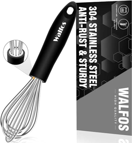 Image of Stainless Steel Whisk - Kitchen Balloon Whisk, Thick Stainless Steel Wire & Strong Handles, Egg Frother for Cooking, Blending, Whisking, Stirring, Beating (21cm)