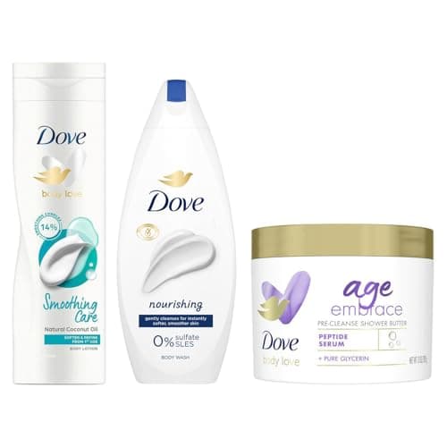 Image of Dove Body Care Collection with Hydrating Shower Butter, Gentle Nourishing Body Wash & Nourishing Lotion, Complete Daily Skincare Routine for Soft, Smooth Skin