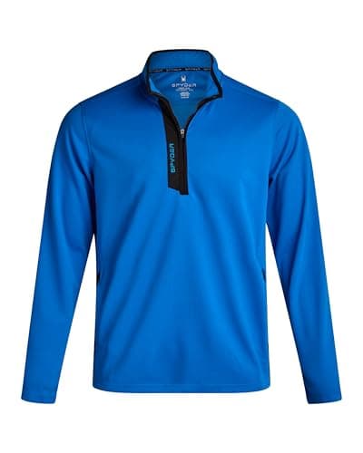 Image of Spyder Mens Quarter Zip Pullover - Lightweight Fleece Quarter Zip Mens Pullover UPF 30 Athletic Moisture Wicking Sweatshirt, Cobalt, M