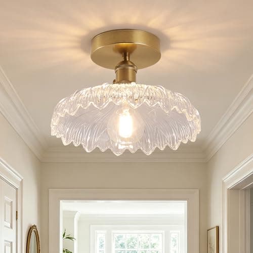 Image of ZYDTRIP Chandelier Ceiling Light, Flush Mount Ceiling Light, Crystal lamp, Clear Glass Shade Light Fixture, Lighting Fixture for Bedroom, Dining Room, Kitchen, Hallway Clear Glass