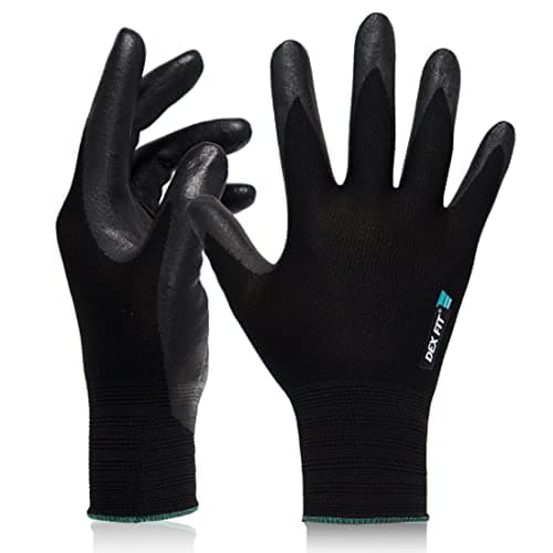 Image of DEX FIT Prime Nitrile Work Gloves FN331, 3D-Comfort Fit, Non-Slip Grip, Durable, Thin, Lightweight & Cool, Touchscreen Compatible, Black 7 (S) 1 Pair