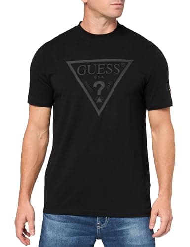 Image of Guess Mens Eco Tonal Logo Short Sleeve T-Shirt, Black, XL