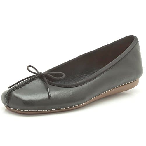 Image of Clarks Women's Freckle Ice Ballet Flats, Black Leather, 5.5 UK