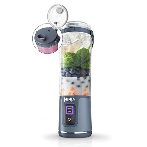 Image of Ninja Blast Portable Blender, 530ml, Leakproof Lid & Sip Spout, Powerful Cordless Mini Blender, Rechargeable, Portable Smoothies, Protein Shakes, Blends Ice & Frozen Fruit, Denim Blue, BC151UKNV