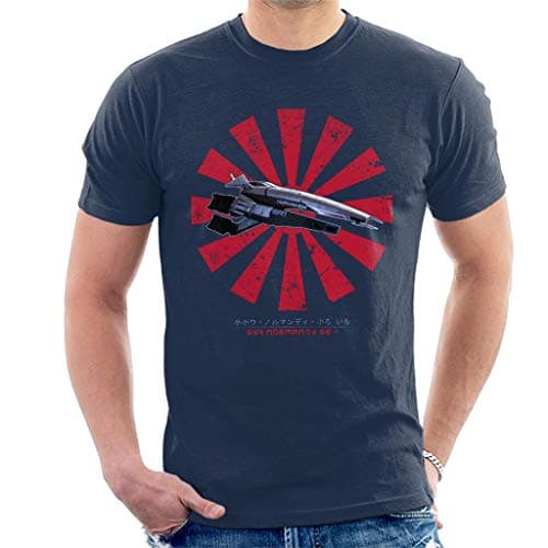 Image of SSV Normandy SR 1 Retro Japanese Mass Effect Men's T-Shirt Navy Blue