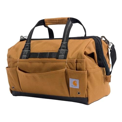 Image of Carhartt Onsite Tool Bag, Durable Water-Resistant, Tool Storage Bag, Heavyweight, 16-Inch 30 Pocket, Carhartt Brown