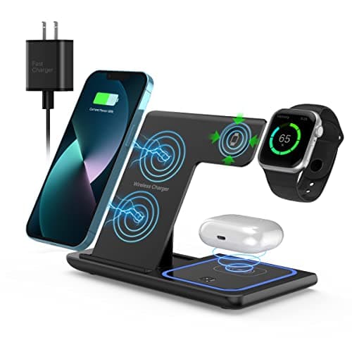 Image of Wireless Charger,ANYLINCON 3 in 1 Wireless Charger Station for Apple iPhone/iWatch/Airpods,iPhone 13,12,11 (Pro, Pro Max)/XS/XR/XS/X/8(Plus),iWatch 7/6/SE/5/4/3/2,AirPods 3/2/pro…