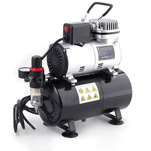 Image of Timbertech Professional Piston Oil-Less Quiet Airbrush Compressor with Cooling Fan ABPST08 for Hobby,Tattoo, Nail, etc.