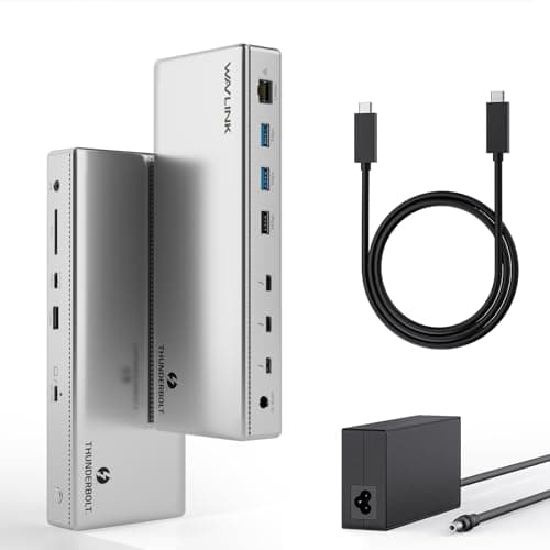 Image of Thunderbolt 4 Dock, WAVLINK Thunderbolt 4 Docking Station with Quad 4K@60Hz Monitors, Four Thunderbolt4 ports, 98W PD, 2.5G RJ45 Ethernet, SD V4.0, 10Gbps USB3.1, for MacBook Pro/Air etc
