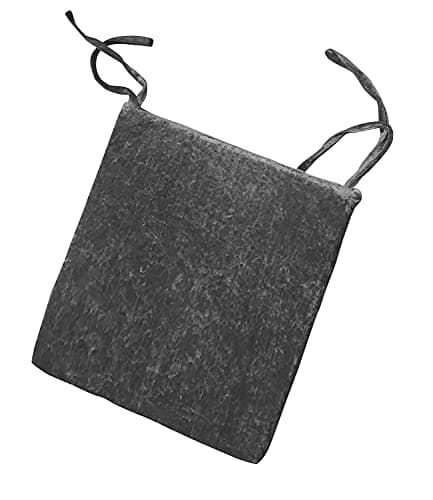 Image of HOMES-LINEN Luxury Crushed Velvet Filled Foam Seat Pad Chair Cushions With Ties Chair Seat Pads Removable Dining Garden Chair Cushion Pads (Charcoal, 4)