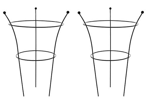 Image of RUDDINGS WOOD Set of 2 x Three Leg Metal Medium Peony Supports Ring Cages 65cm high x 42cm diameter Garden Herbaceous Flower Plant Cone Frames
