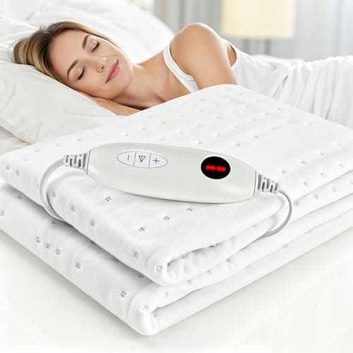 Image of TLGREEN Single Electric Blanket, 6 Heat Levels, 100W with 8H Auto Swich-Off, Machine Washable & Overheat Protection Heated underblanket, 150x80cm, Mattress Warmer with Elastic Straps