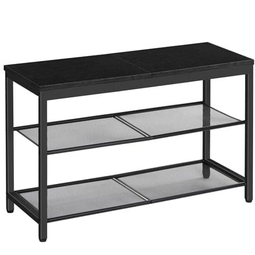 Image of HOOBRO Shoe Rack, 3-Tier Shoe Bench with 2 Mesh Shelves, Shoe Storage Bench with Seat, for Entryway, Hallway, Living Room, Small Space, Easy Assembly, Rustic Brown EBB75HX01